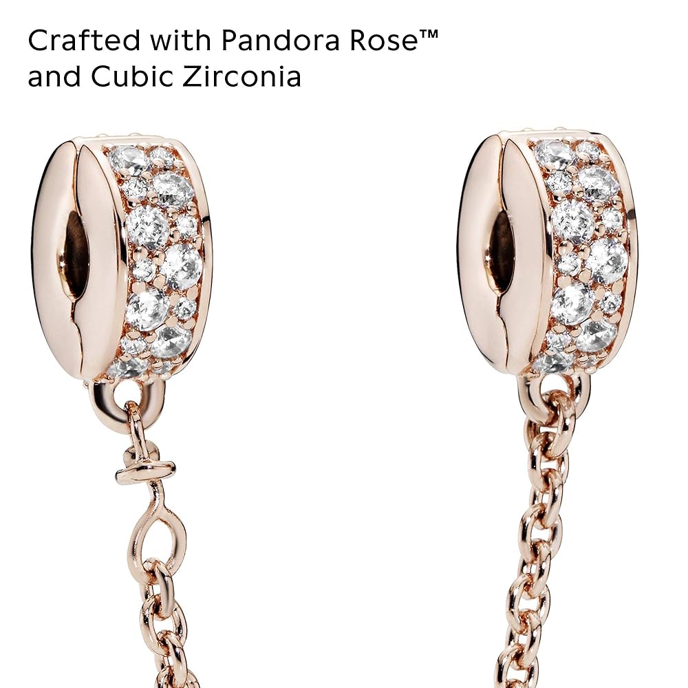 Pandora Women's Rose Shining Elegance Safety Chain Jewelry